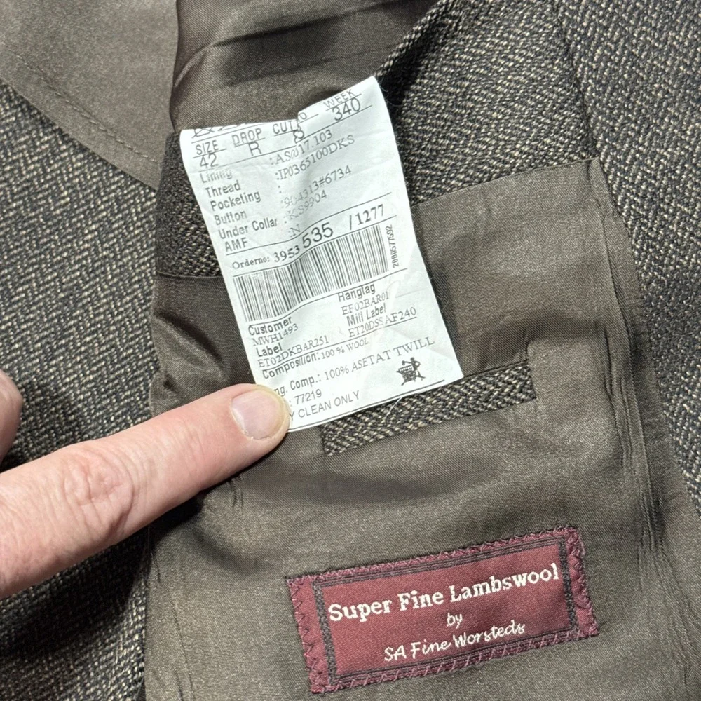 Croft Sport Coat Mens 42 Brown LambsWool Twill  Baracuta Soft Super Fine Lamb